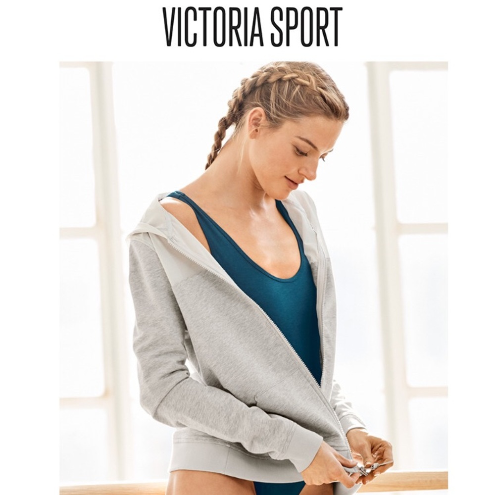 Victoria Sport Hoodie Full Zip Sheer Scallop Edge